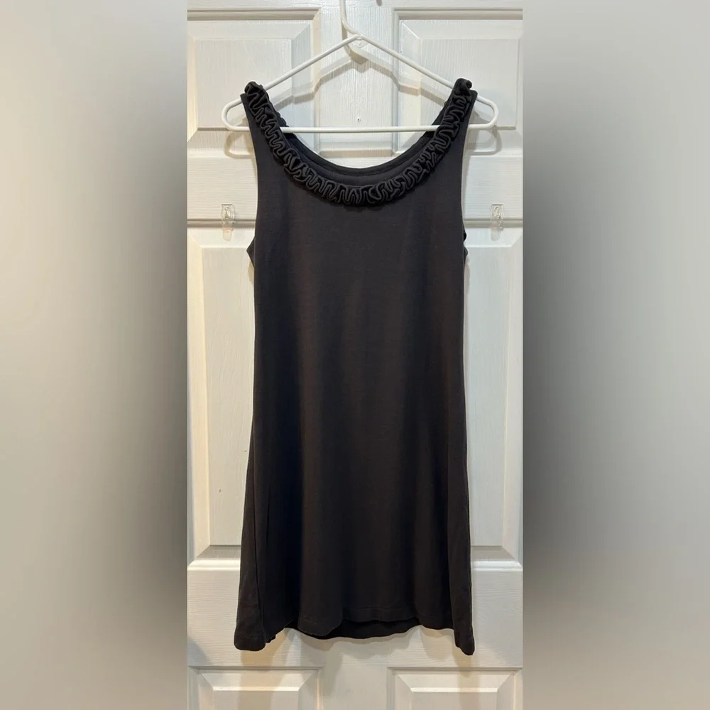 J. Crew‎ Jersey Knit Sleeveless Mini Dress Ruffle Neckline Preppy Casual Short M